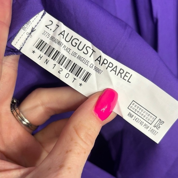 Grey Lab Oversized Purple Cotton Button Up Long Sleeve Blouse Size Large - Picture 6 of 10